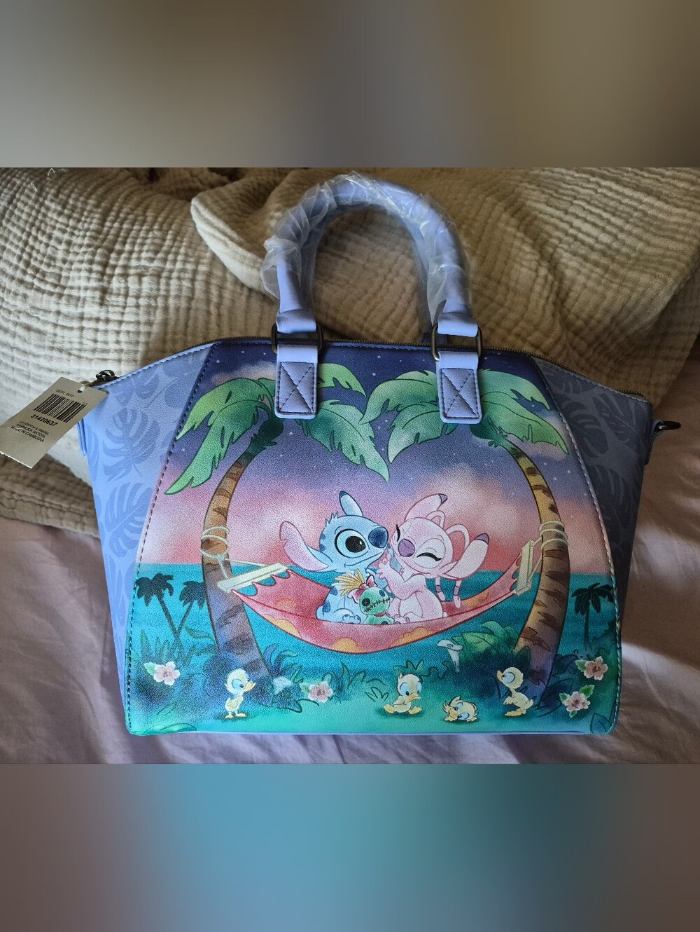 NWT Loungefly Lavender Multi Lilo & Stitch Hammock Satchel